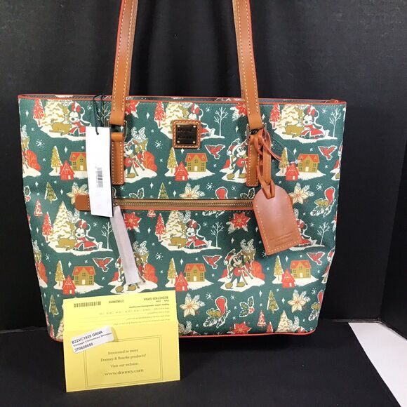 Disney Dooney and Bourke 2022 Christmas Tote Bag Green NEW - Picture 1 of 9